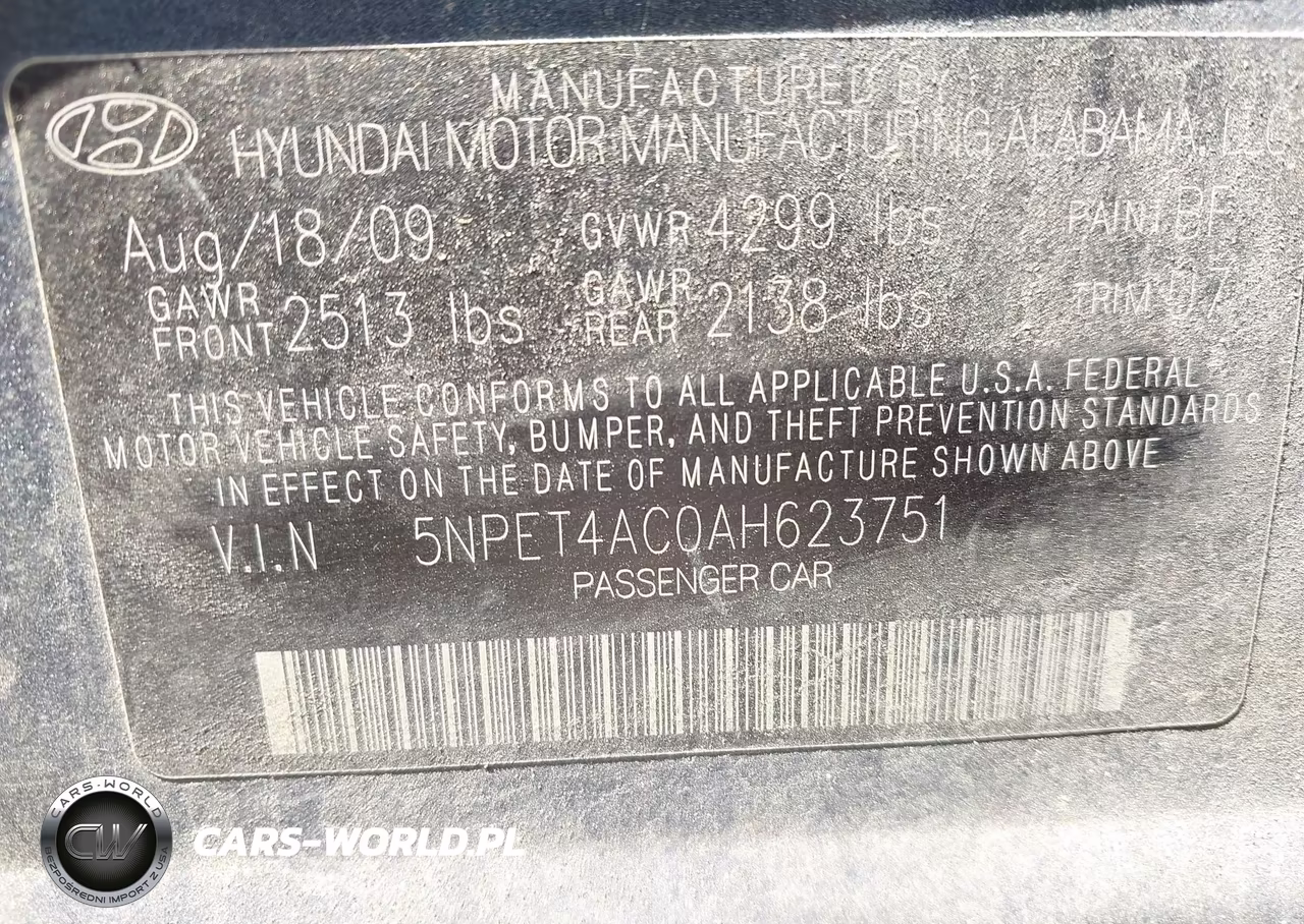 2010 Hyundai Sonata Gls VIN:5NPET4AC0AH623751 - 9
