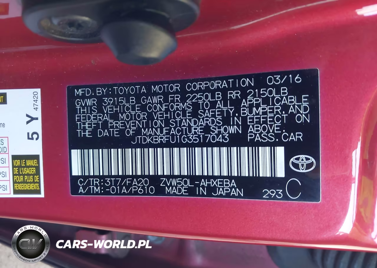 2016 Toyota Prius Two VIN:JTDKBRFU1G3517043 - 9