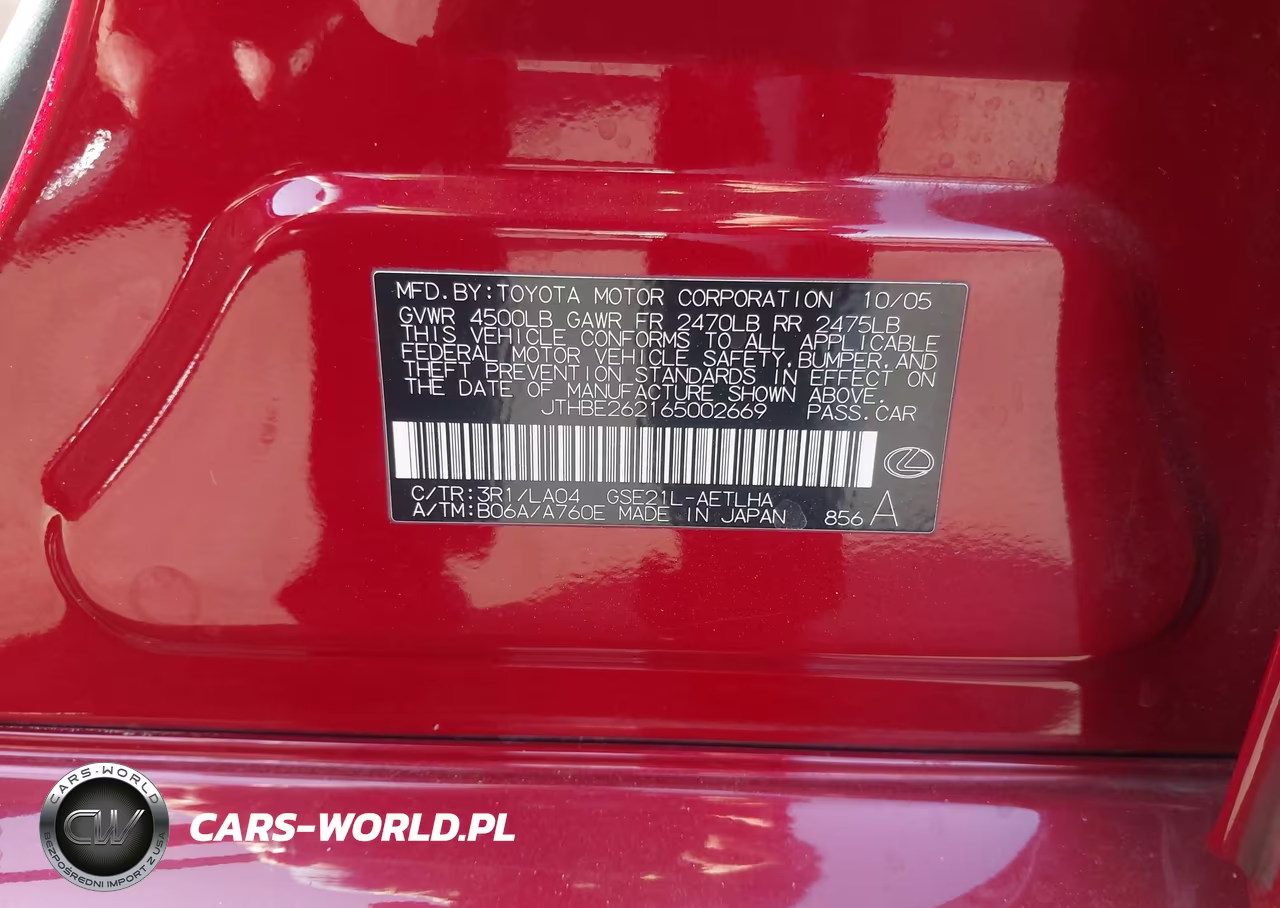 2006 Lexus Is 350 VIN:JTHBE262165002669 - 9