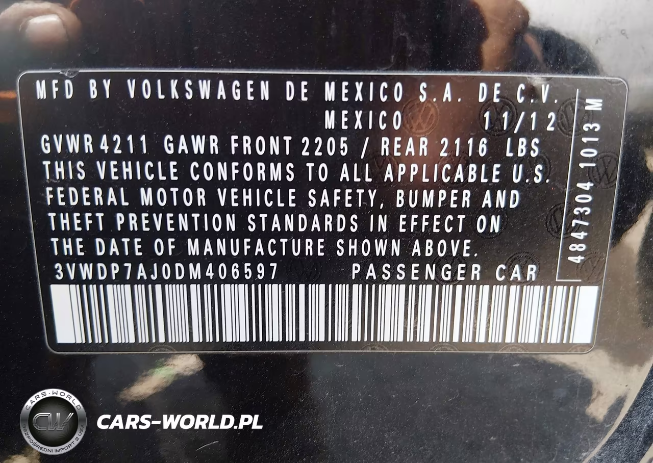 2013 Volkswagen Jetta 2.5L Se VIN:3VWDP7AJ0DM406597 - 9