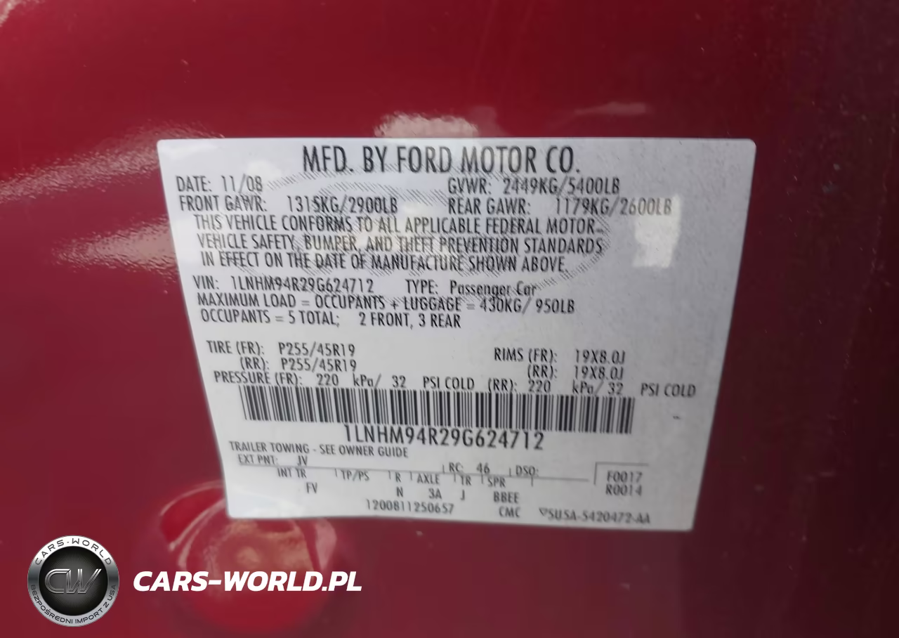 2009 Lincoln Mks VIN:1LNHM94R29G624712 - 9
