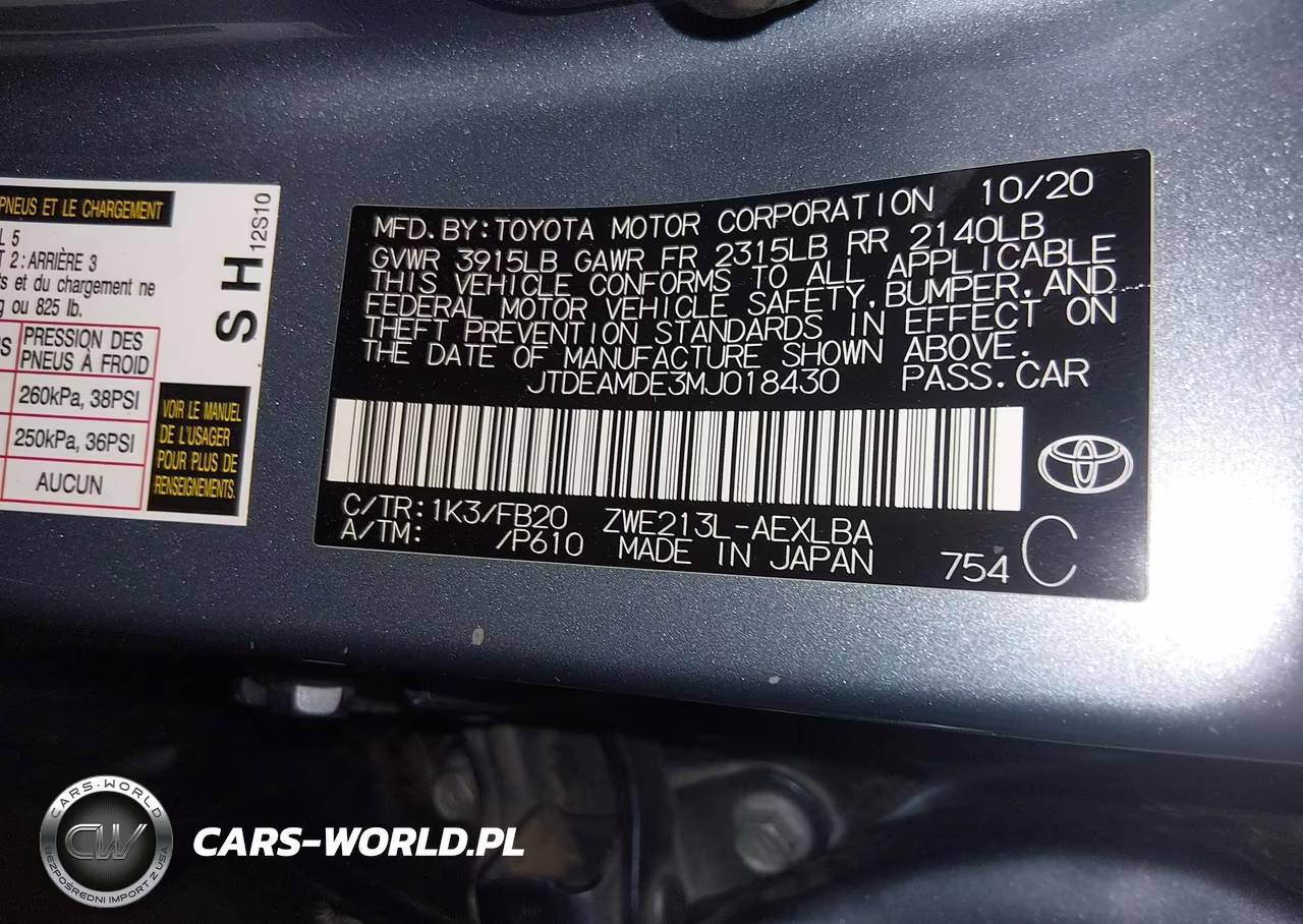 2021 Toyota Corolla Hybrid Le VIN:JTDEAMDE3MJ018430 - 9