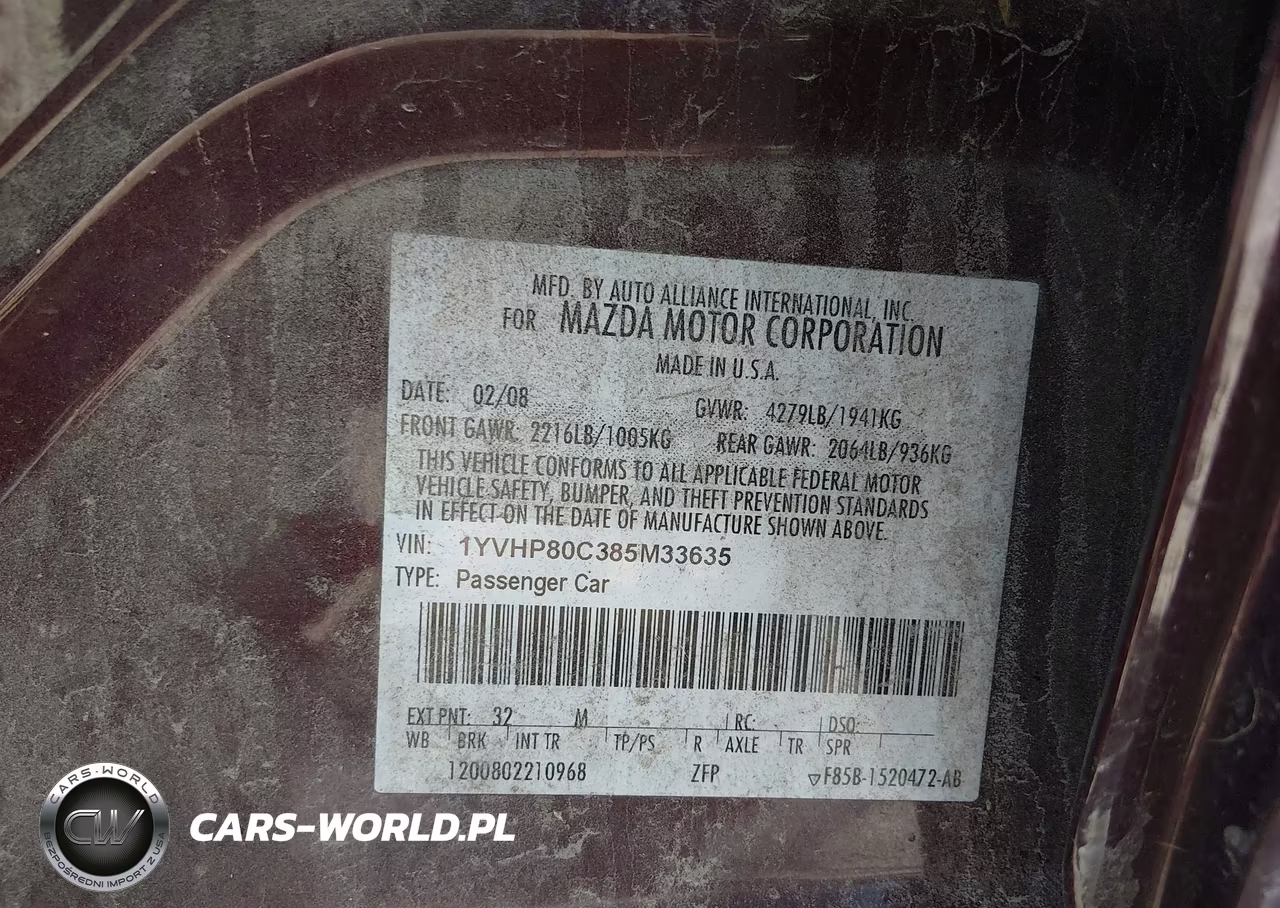 2008 Mazda Mazda6 I Sport Ve VIN:1YVHP80C385M33635 - 9