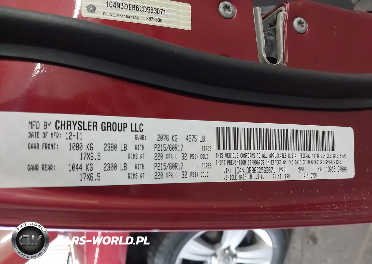 2012 Jeep Compass Latitude VIN:1C4NJDEB6CD563071 - 9