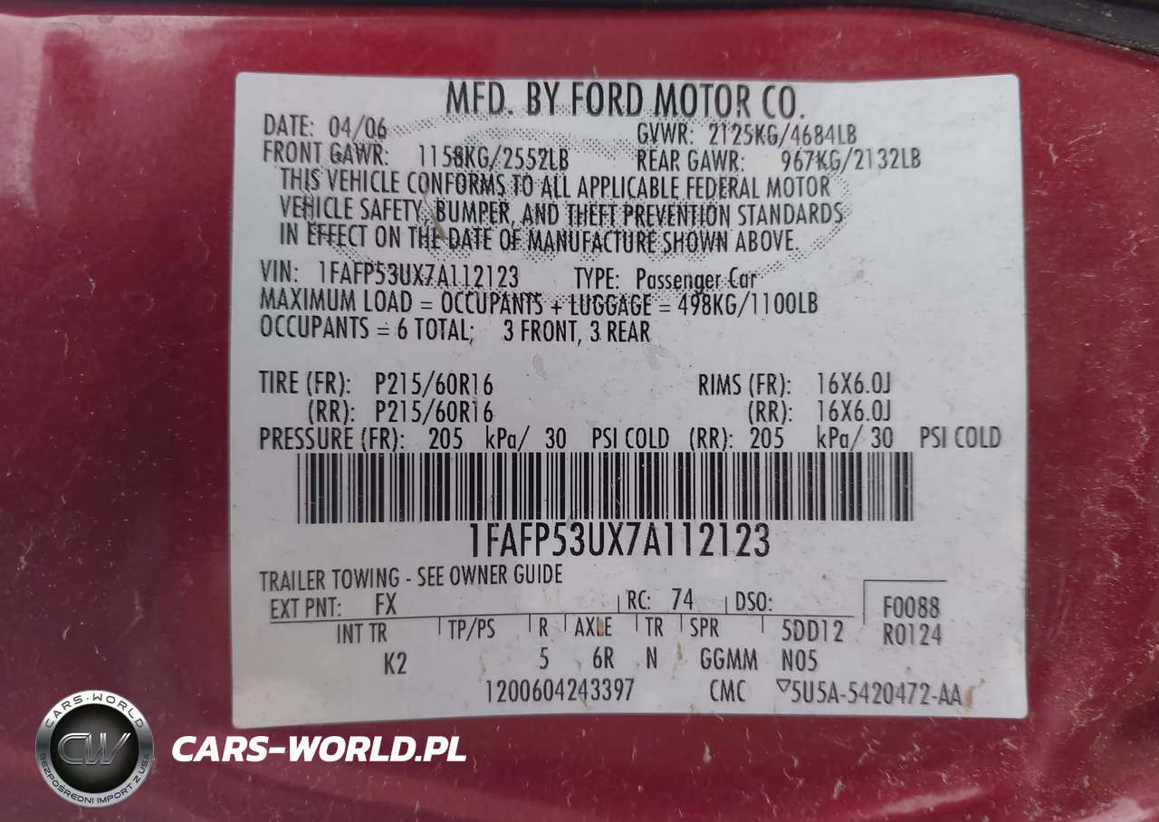 2007 Ford Taurus Se VIN:1FAFP53UX7A112123 - 9