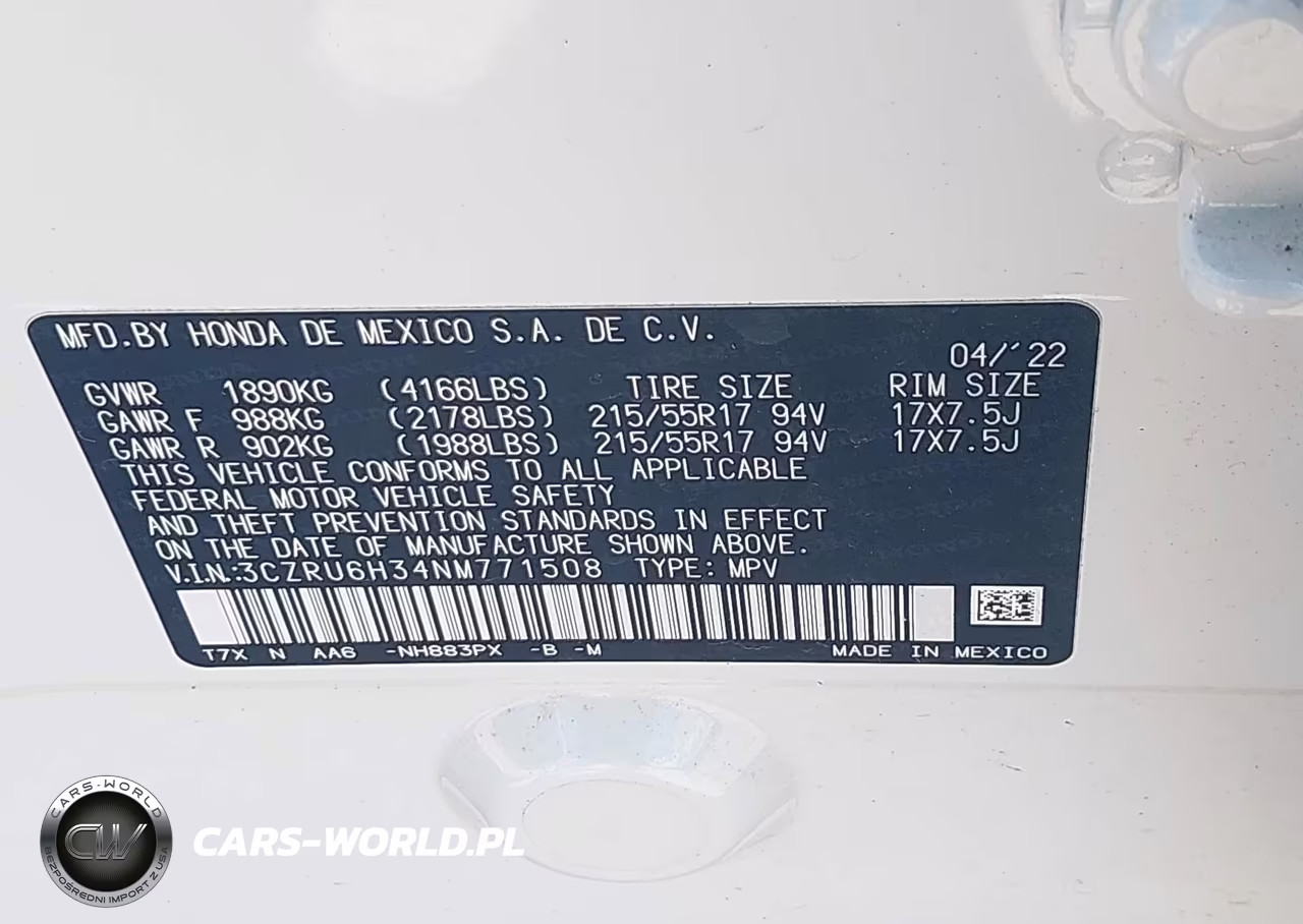 2022 Honda Hr-V Awd Lx VIN:3CZRU6H34NM771508 - 9