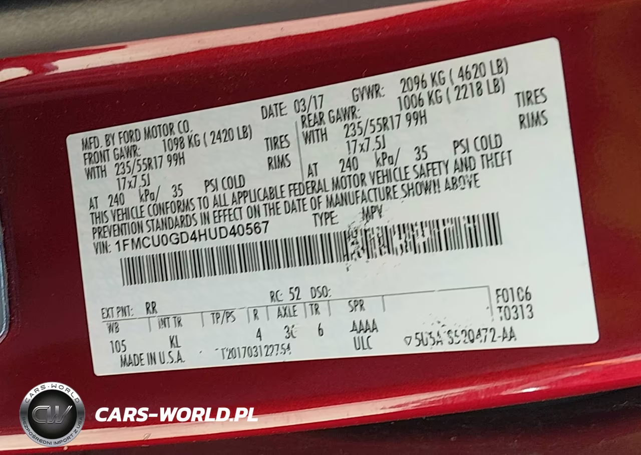 2017 Ford Escape Se VIN:1FMCU0GD4HUD40567 - 9