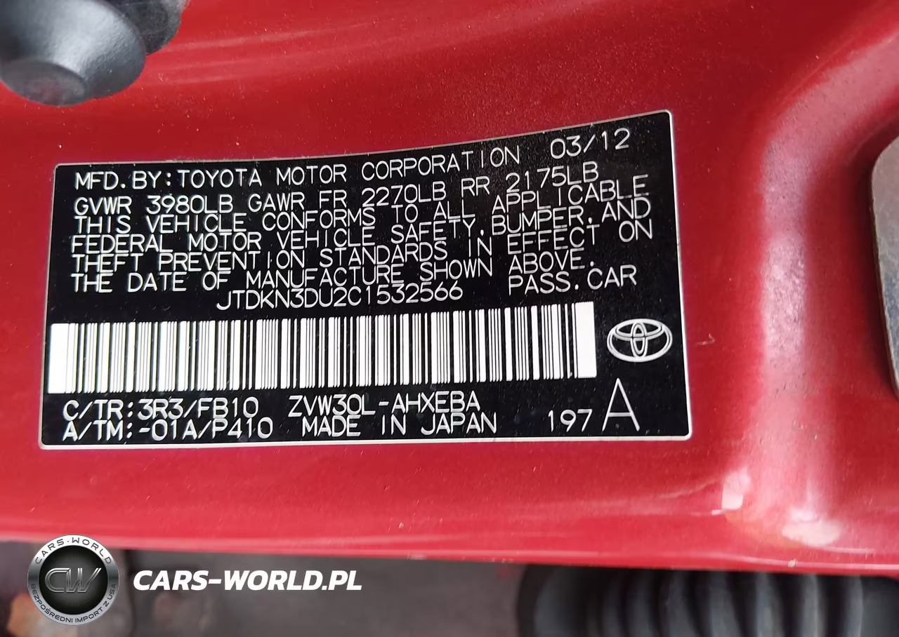 2012 Toyota Prius Two VIN:JTDKN3DU2C1532566 - 9
