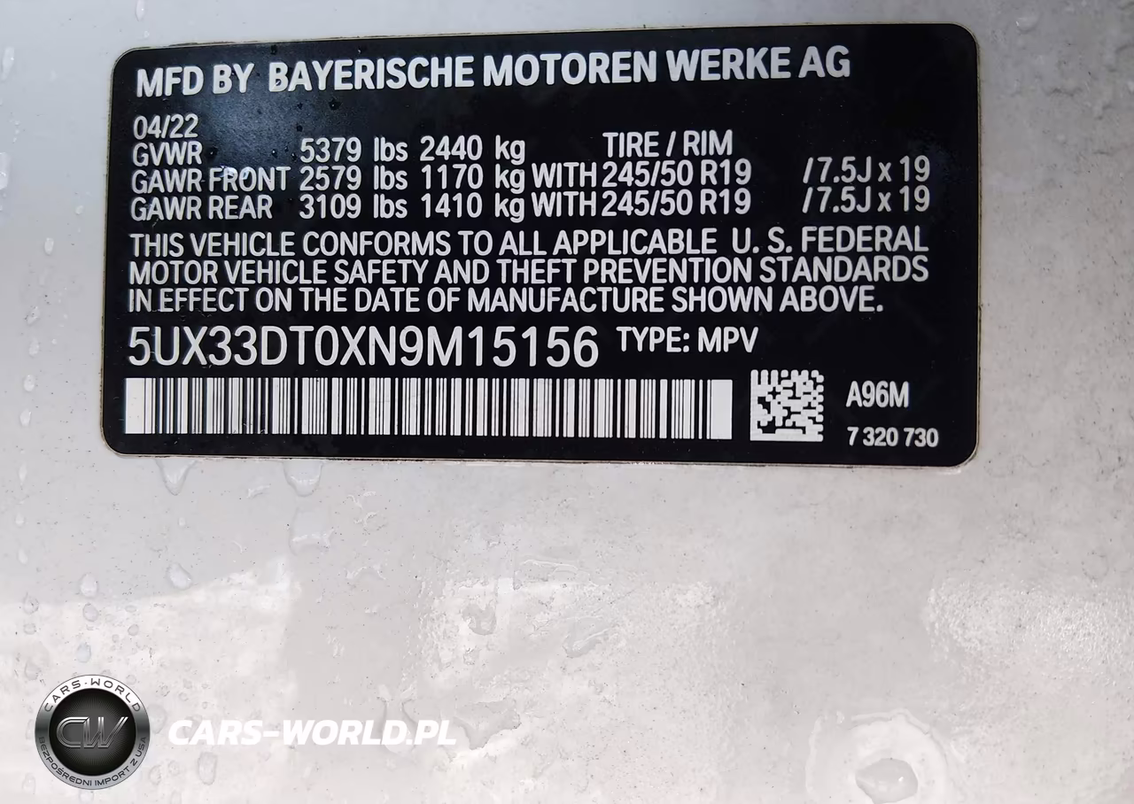 2022 BMW X4 xDrive30I VIN:5UX33DT0XN9M15156 - 9