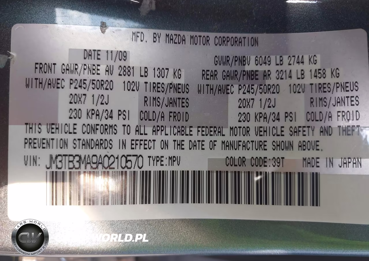 2010 Mazda Cx-9 Grand Touring VIN:JM3TB3MA9A0210570 - 9
