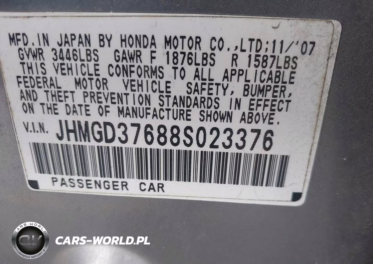 2008 Honda Fit Sport VIN:JHMGD37688S023376 - 9