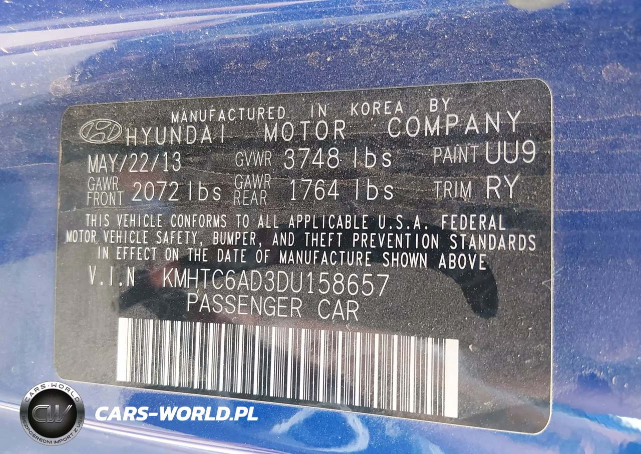 2013 Hyundai Veloster Base W-Black VIN:KMHTC6AD3DU158657 - 9