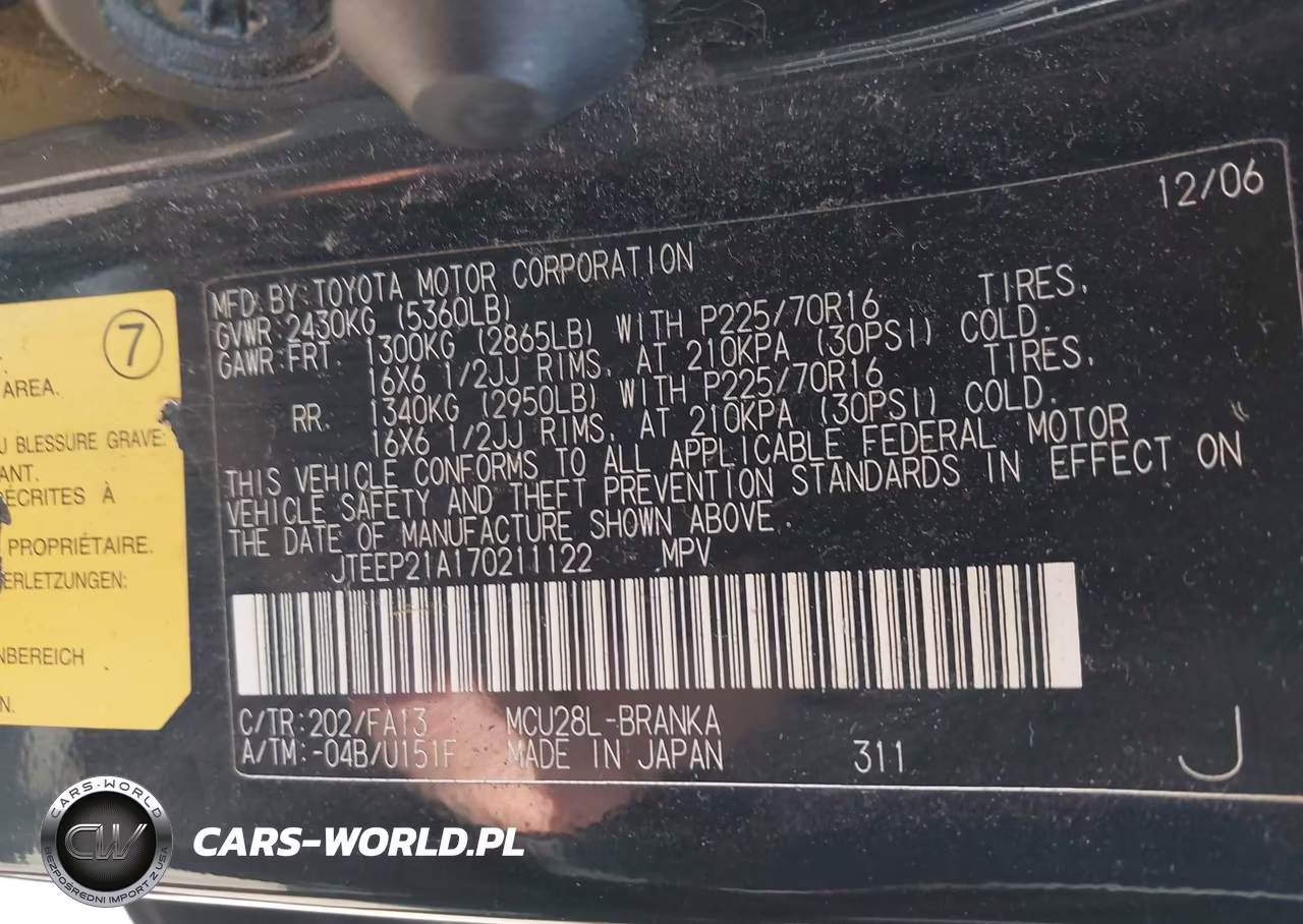 2007 Toyota Highlander 3Rd Row VIN:JTEEP21A170211122 - 9