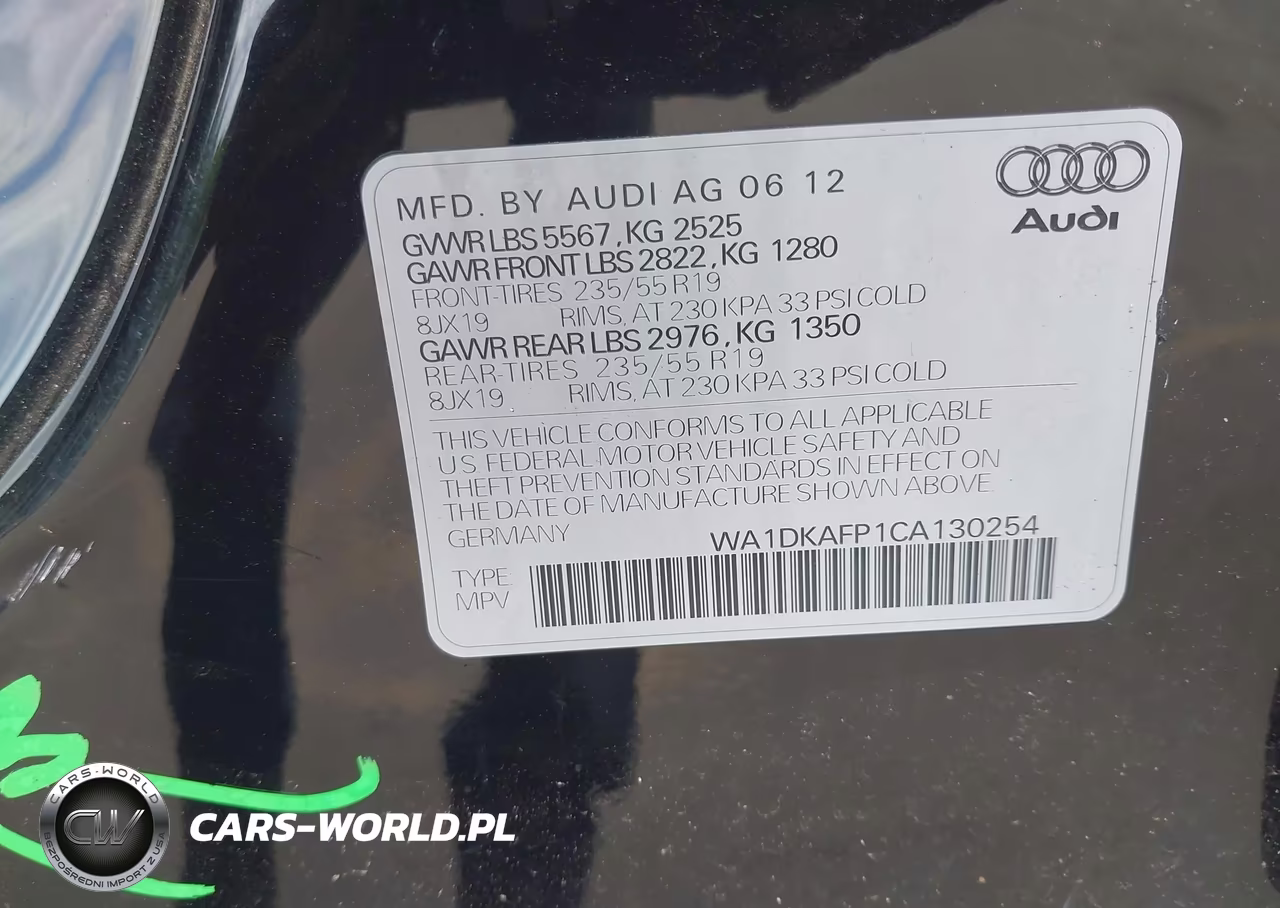 2012 Audi Q5 3.2 Premium Plus VIN:WA1DKAFP1CA130254 - 9