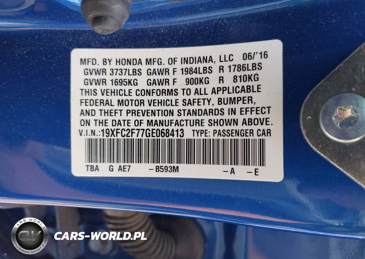2016 Honda Civic Ex VIN:19XFC2F77GE068413 - 9