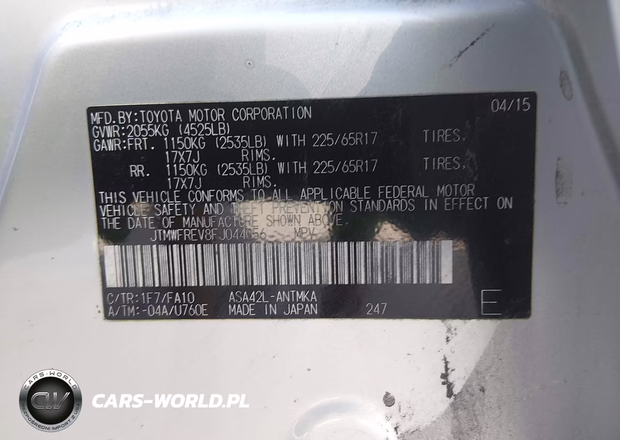 2015 Toyota Rav4 Xle VIN:JTMWFREV8FJ044056 - 9