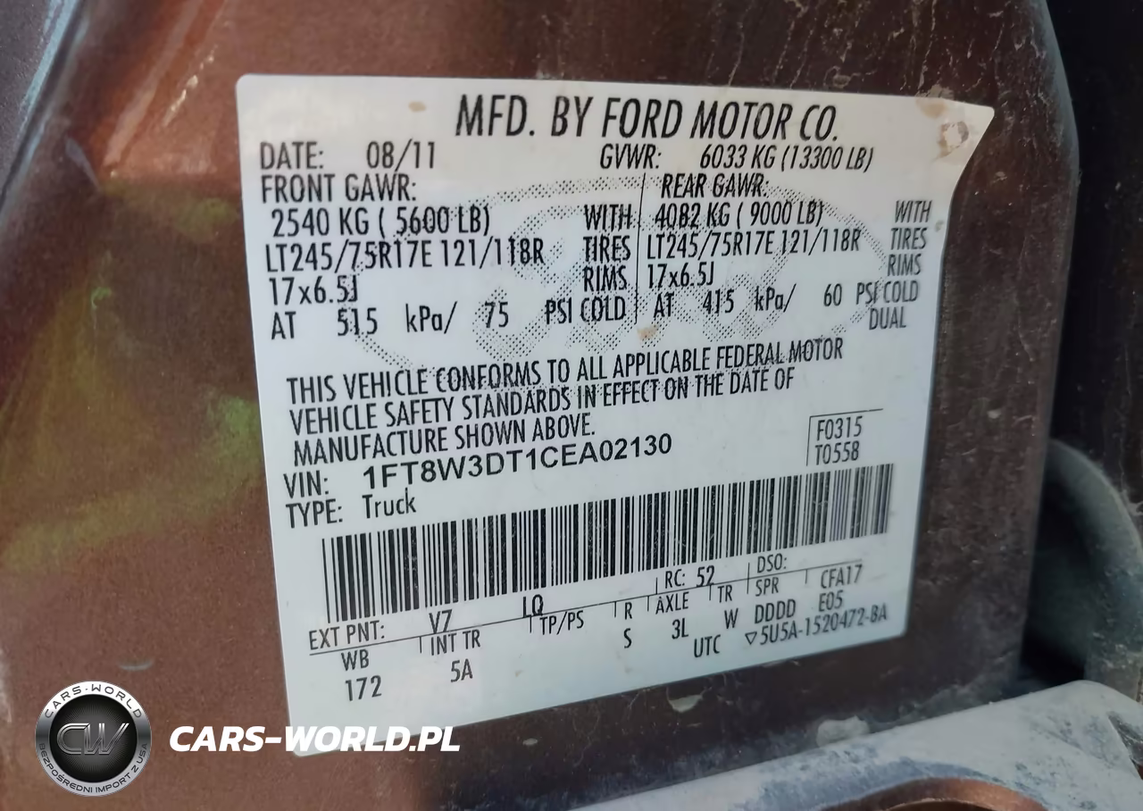 2012 Ford F-350 Lariat VIN:1FT8W3DT1CEA02130 - 8