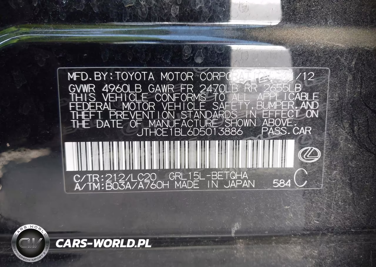 2013 Lexus Gs 350 VIN:JTHCE1BL6D5013886 - 9