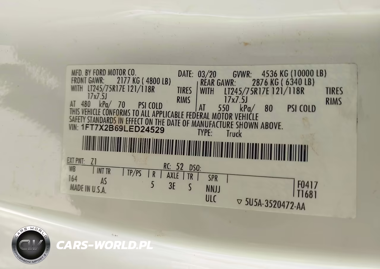 2020 Ford F-250 Xl VIN:1FT7X2B69LED24529 - 9