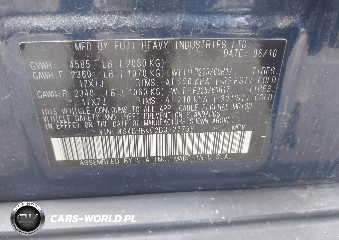 2011 Subaru Outback 2.5I Limited VIN:4S4BRBKC2B3327756 - 9