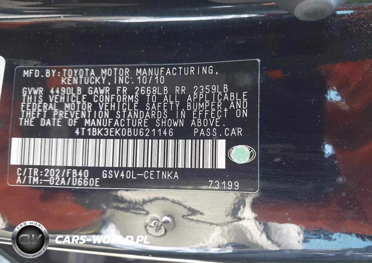 2011 Toyota Camry Le V6 VIN:4T1BK3EK0BU621146 - 9