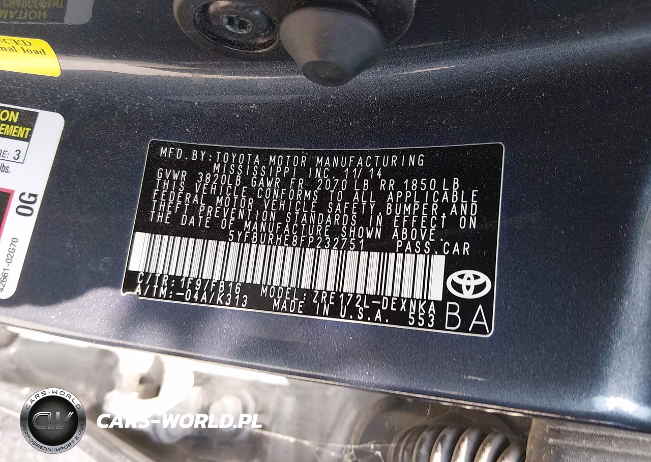 2015 Toyota Corolla Le Plus VIN:5YFBURHE8FP232751 - 9