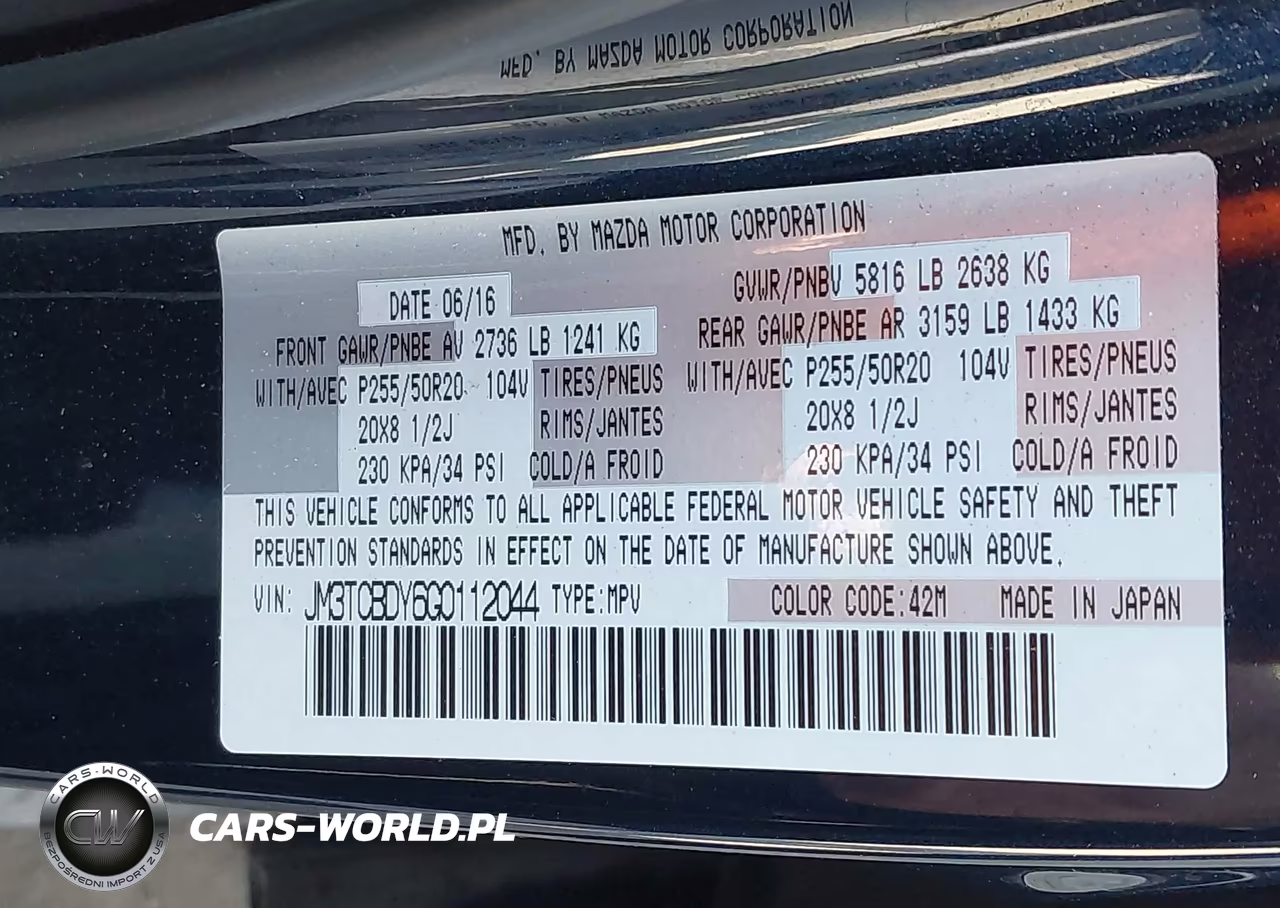 2016 Mazda Cx-9 Grand Touring VIN:JM3TCBDY6G0112044 - 9