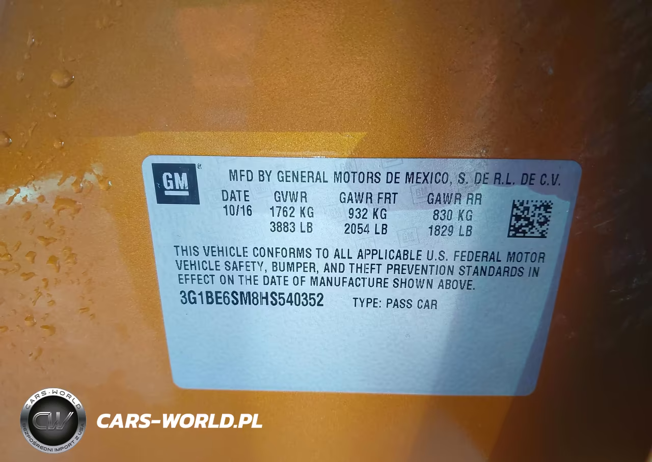 2017 Chevrolet Cruze Lt Auto VIN:3G1BE6SM8HS540352 - 9
