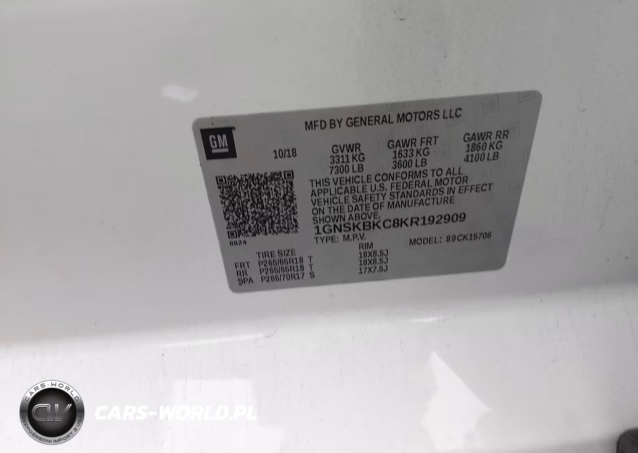 2019 Chevrolet Tahoe Lt VIN:1GNSKBKC8KR192909 - 9