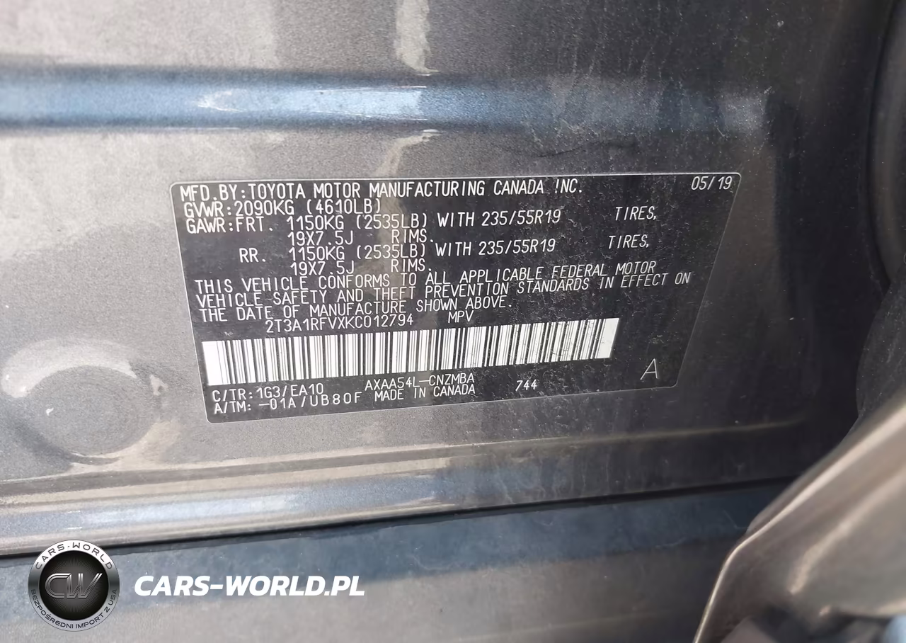 2019 Toyota Rav4 Xle Premium VIN:2T3A1RFVXKC012794 - 9