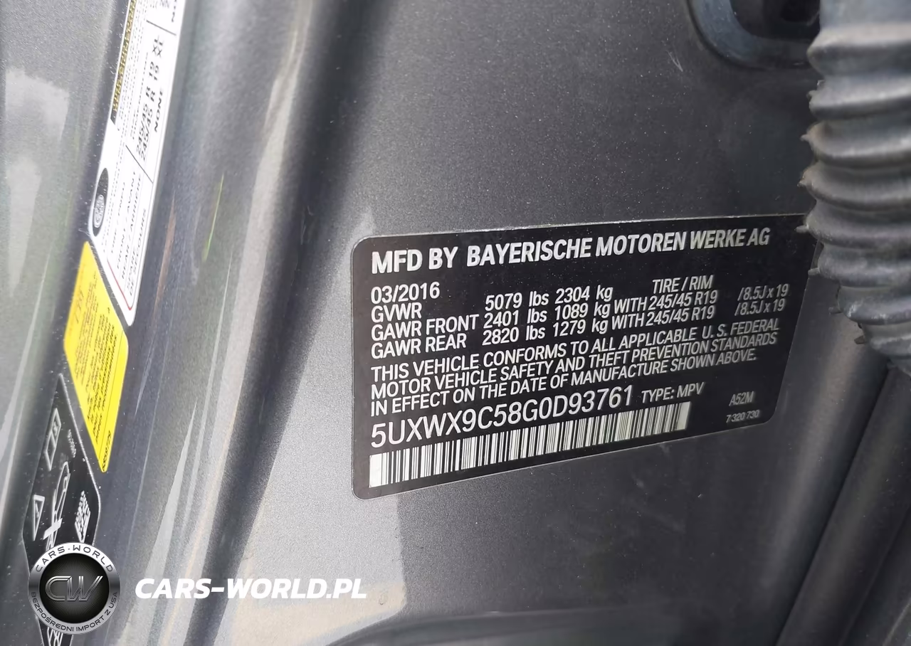 2016 BMW X3 xDrive28I VIN:5UXWX9C58G0D93761 - 9