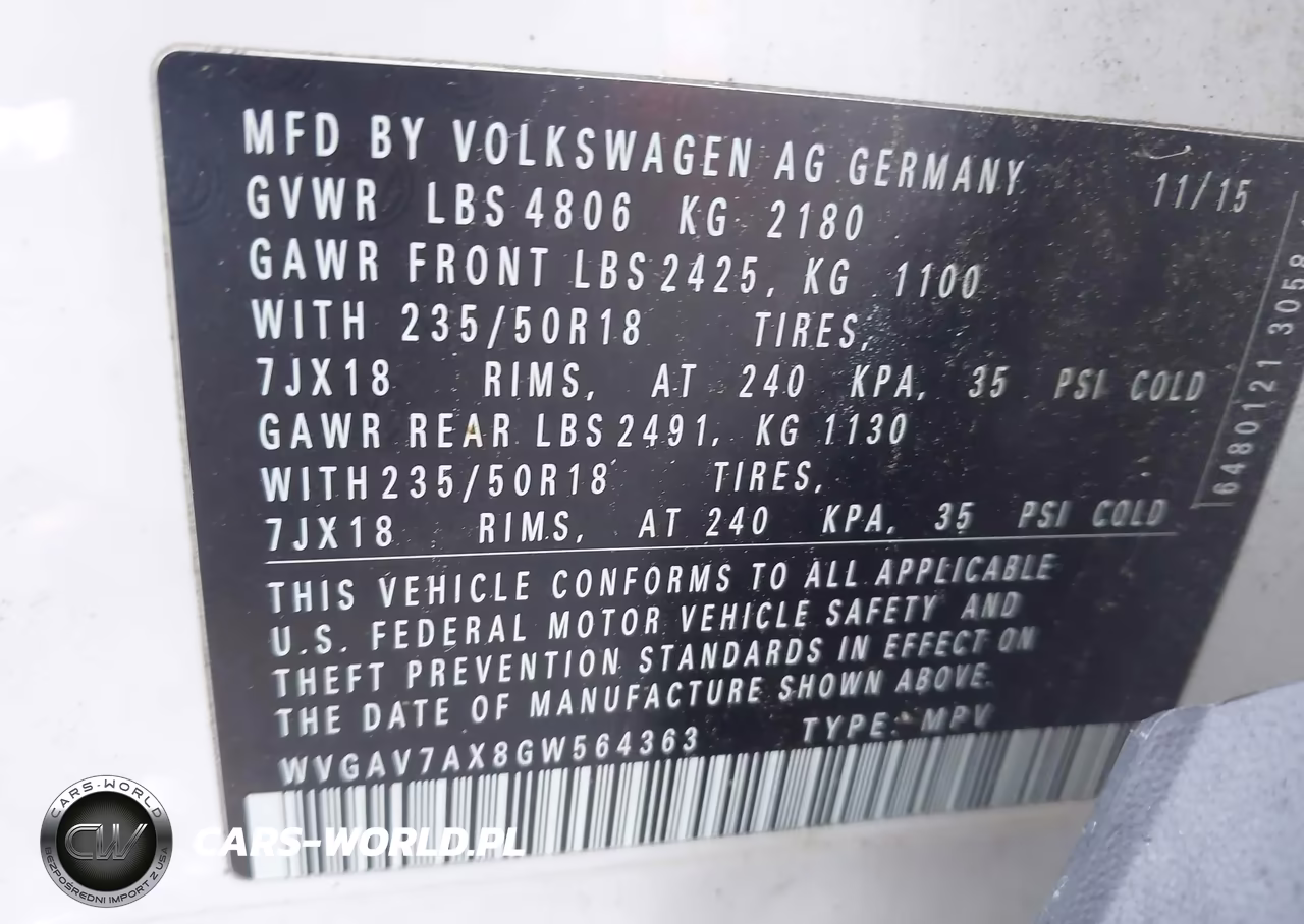 2016 Volkswagen Tiguan Se VIN:WVGAV7AX8GW564363 - 9