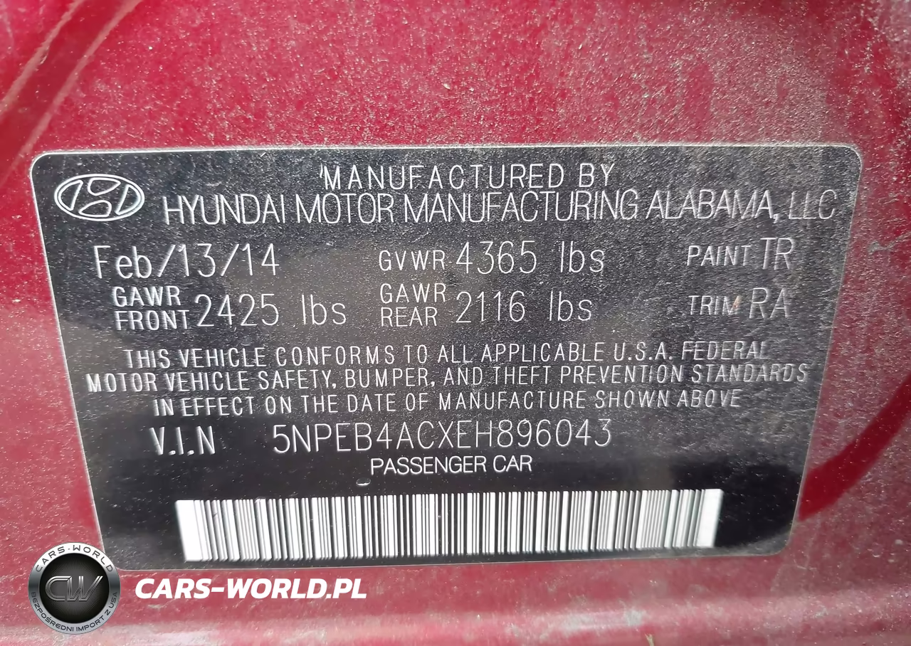 2014 Hyundai Sonata Gls VIN:5NPEB4ACXEH896043 - 9