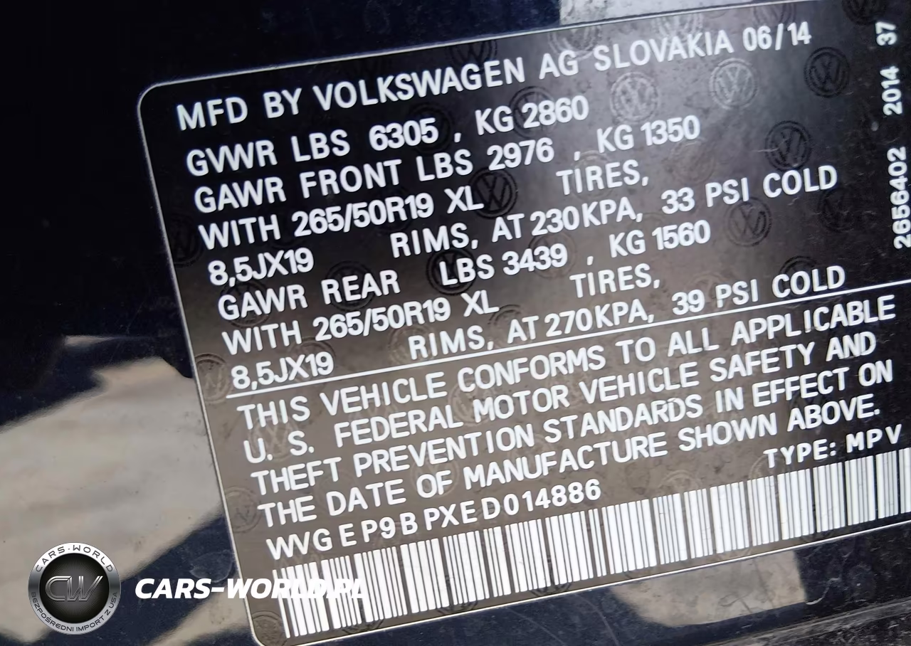 2014 Volkswagen Touareg X VIN:WVGEP9BPXED014886 - 9