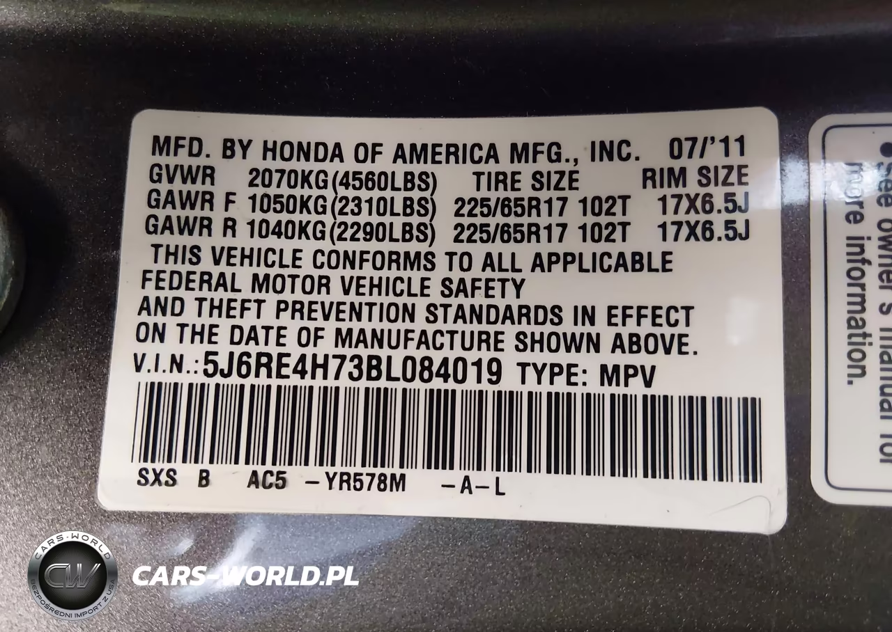 2011 Honda Cr-V Ex-L VIN:5J6RE4H73BL084019 - 9