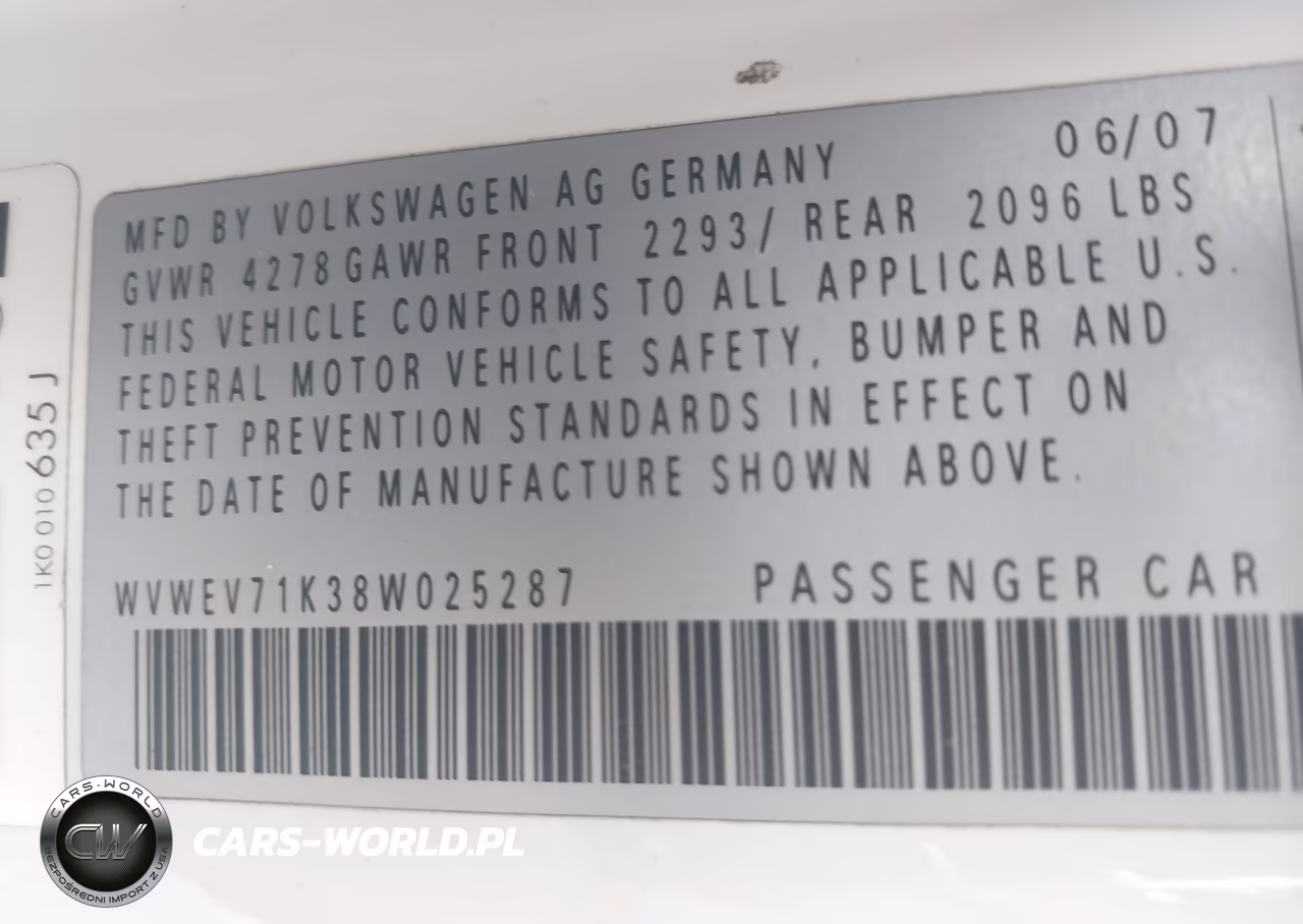 2008 Volkswagen Gti VIN:WVWEV71K38W025287 - 9