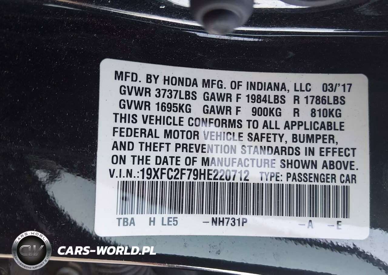 2017 Honda Civic Ex VIN:19XFC2F79HE220712 - 9