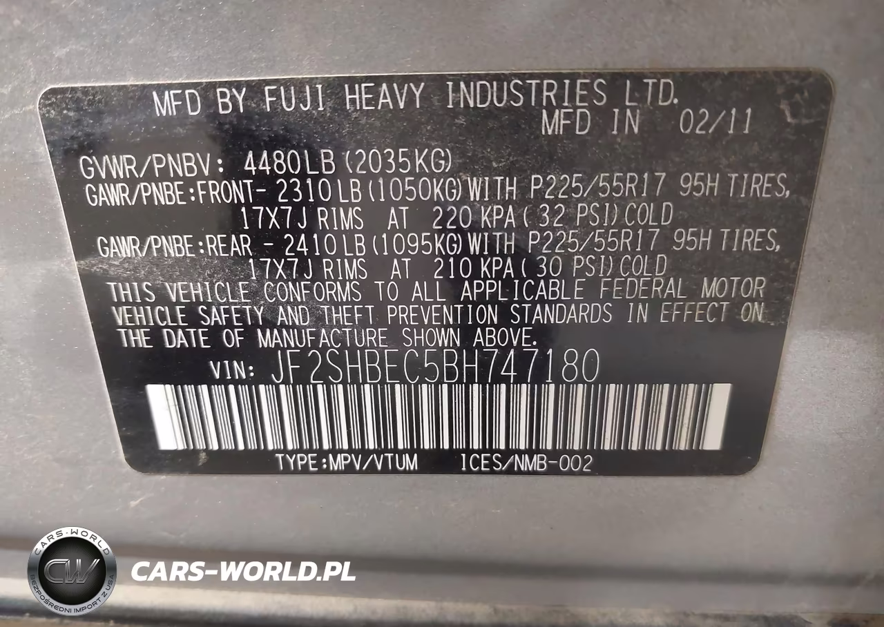 2011 Subaru Forester 2.5X Limited VIN:JF2SHBEC5BH747180 - 9