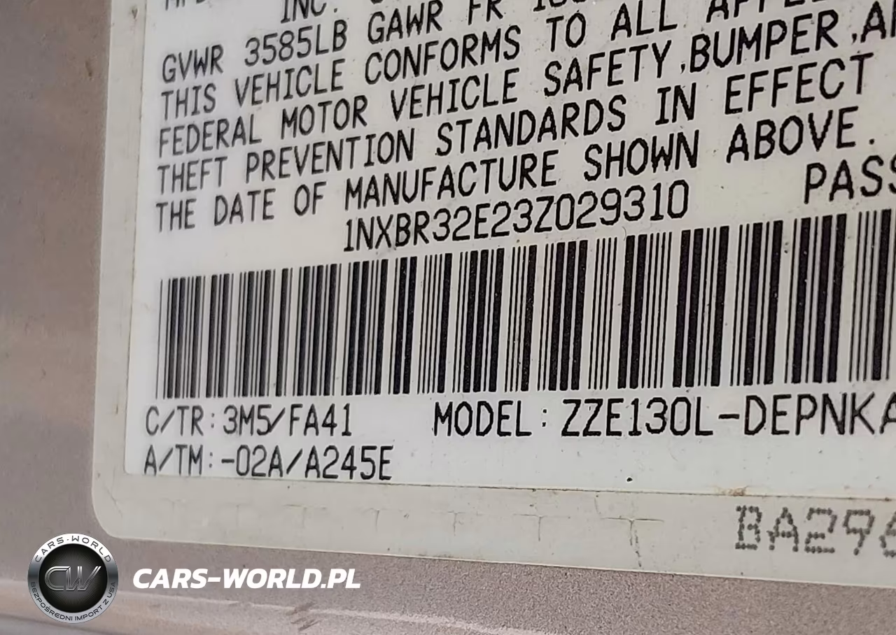 2003 Toyota Corolla Le VIN:1NXBR32E23Z029310 - 9
