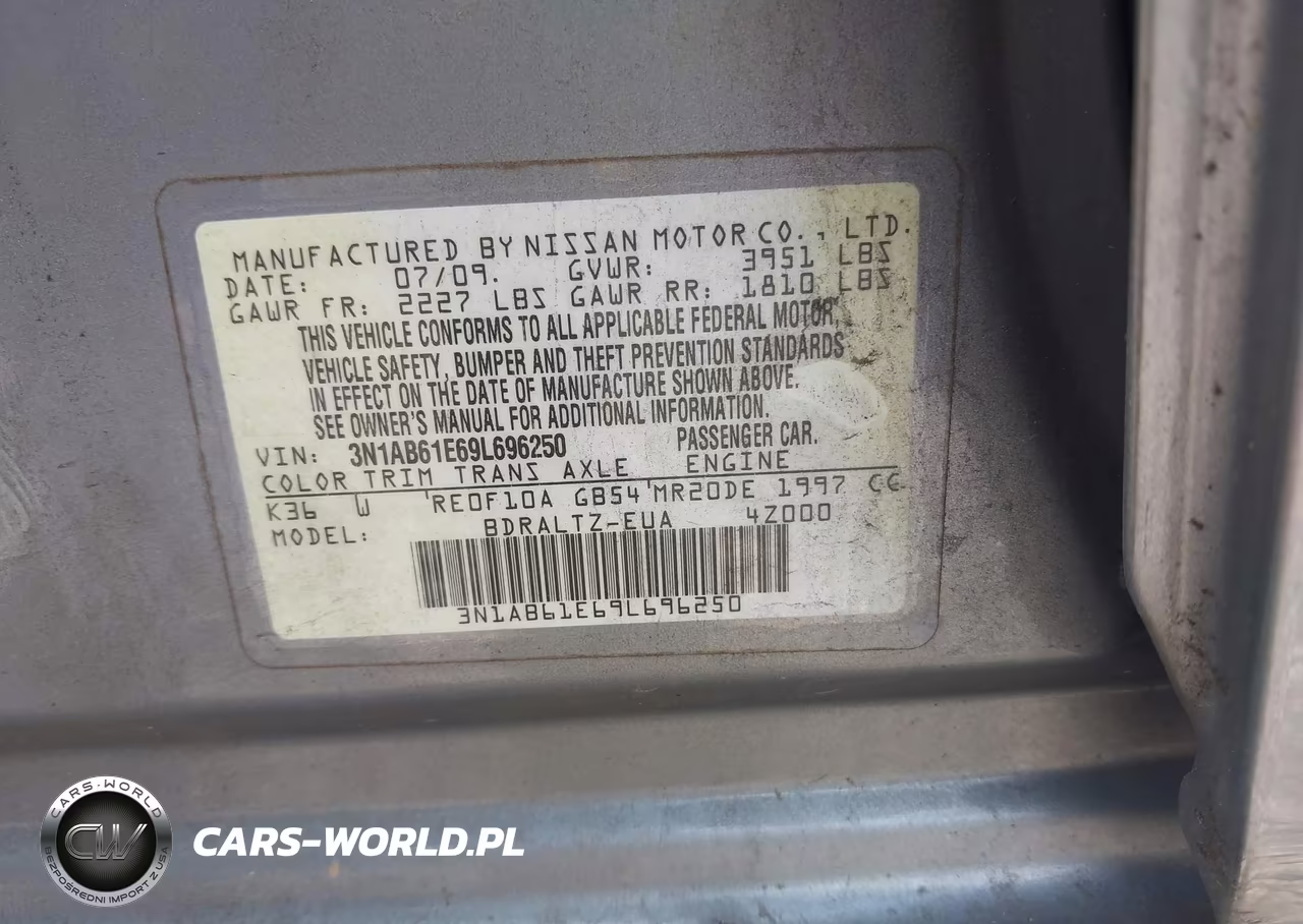 2009 Nissan Sentra 2.0S VIN:3N1AB61E69L696250 - 9