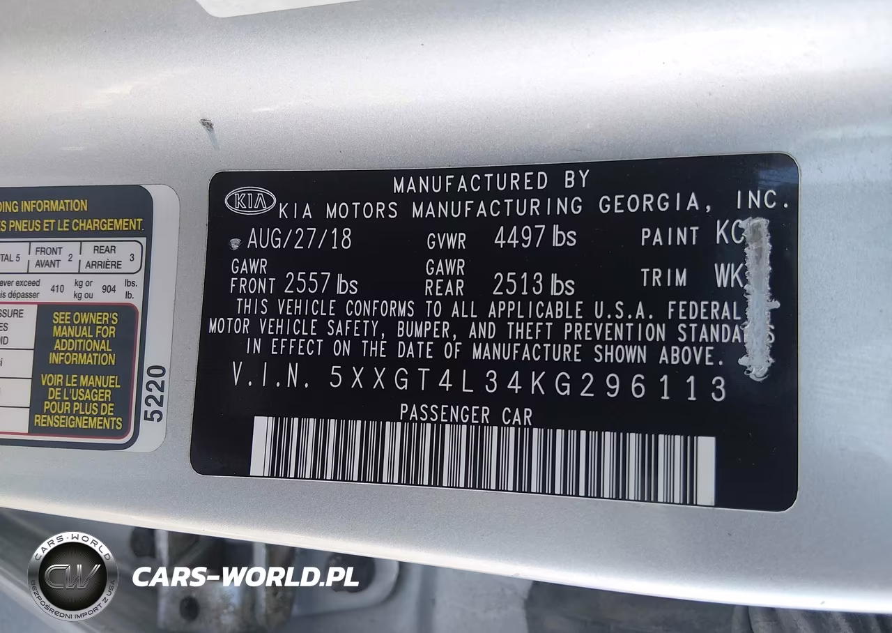 2019 Kia Optima Lx VIN:5XXGT4L34KG296113 - 9