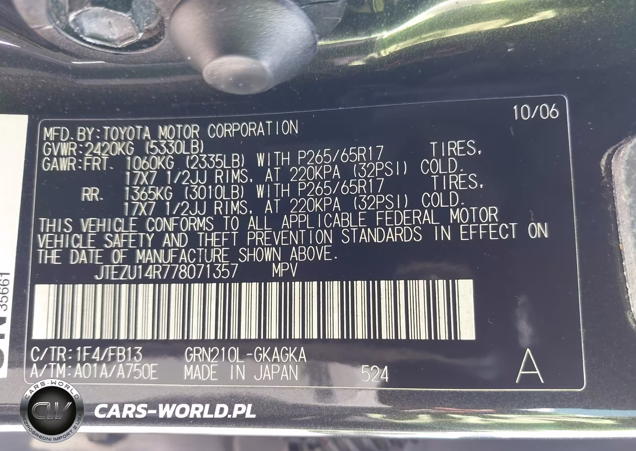 2007 Toyota 4Runner Sr5 Sport VIN:JTEZU14R778071357 - 9