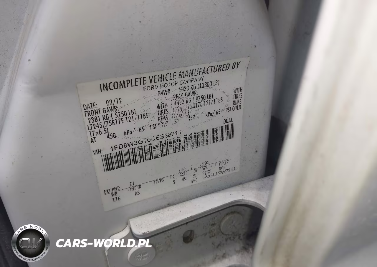 2012 Ford F-350 Chassis Xl VIN:1FD8W3GT0CEB38711 - 8