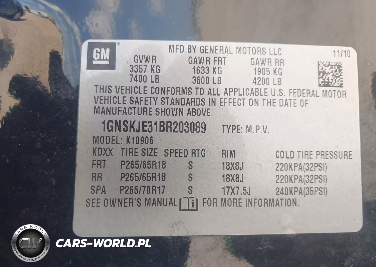 2011 Chevrolet Suburban Lt VIN:1GNSKJE31BR203089 - 9