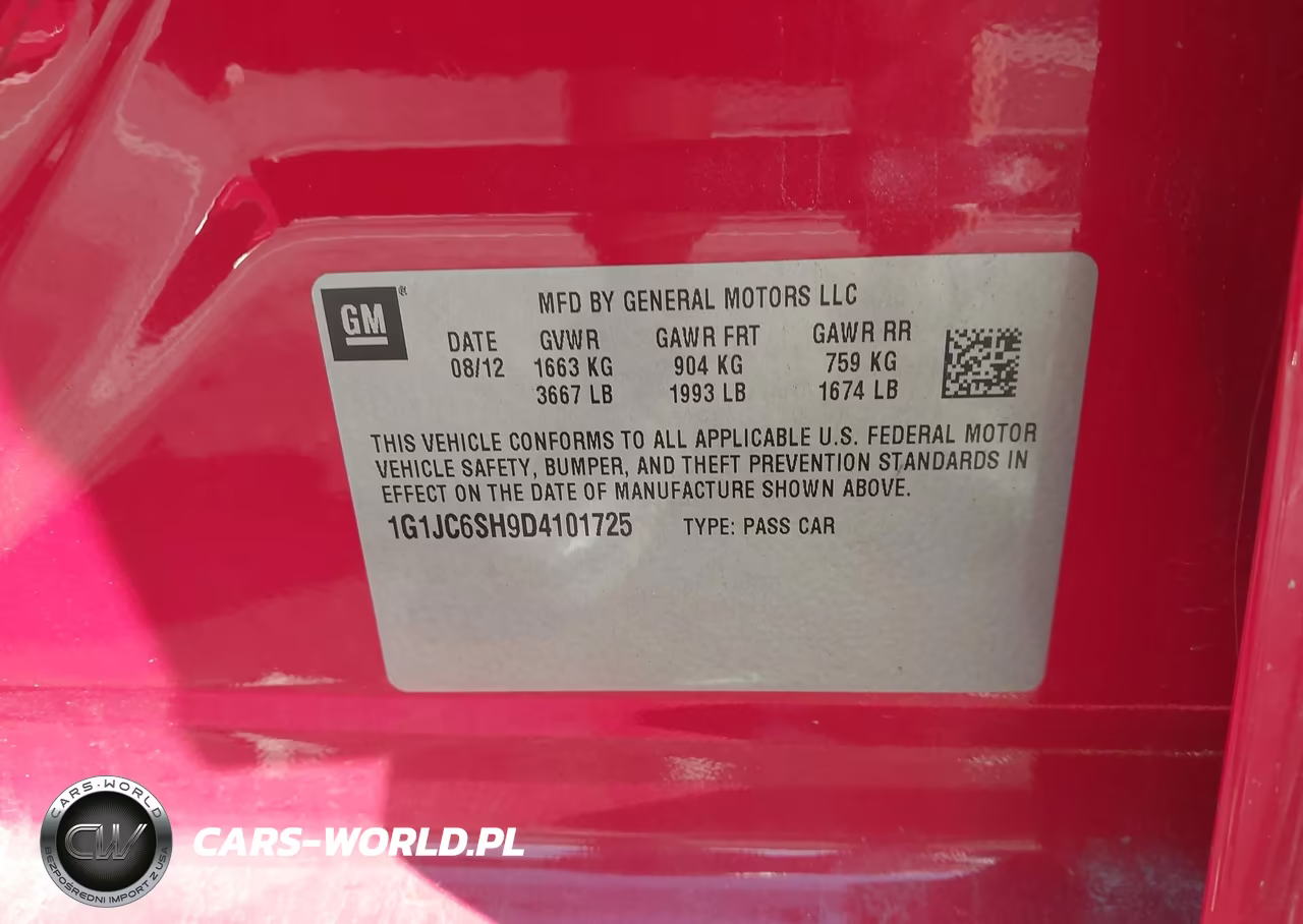2013 Chevrolet Sonic Lt Auto VIN:1G1JC6SH9D4101725 - 9