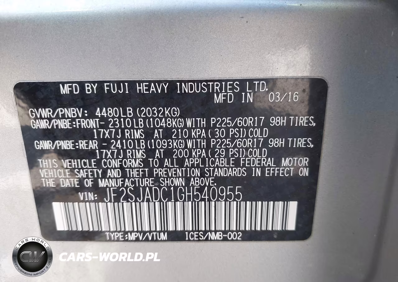 2016 Subaru Forester 2.5I Premium VIN:JF2SJADC1GH540955 - 9