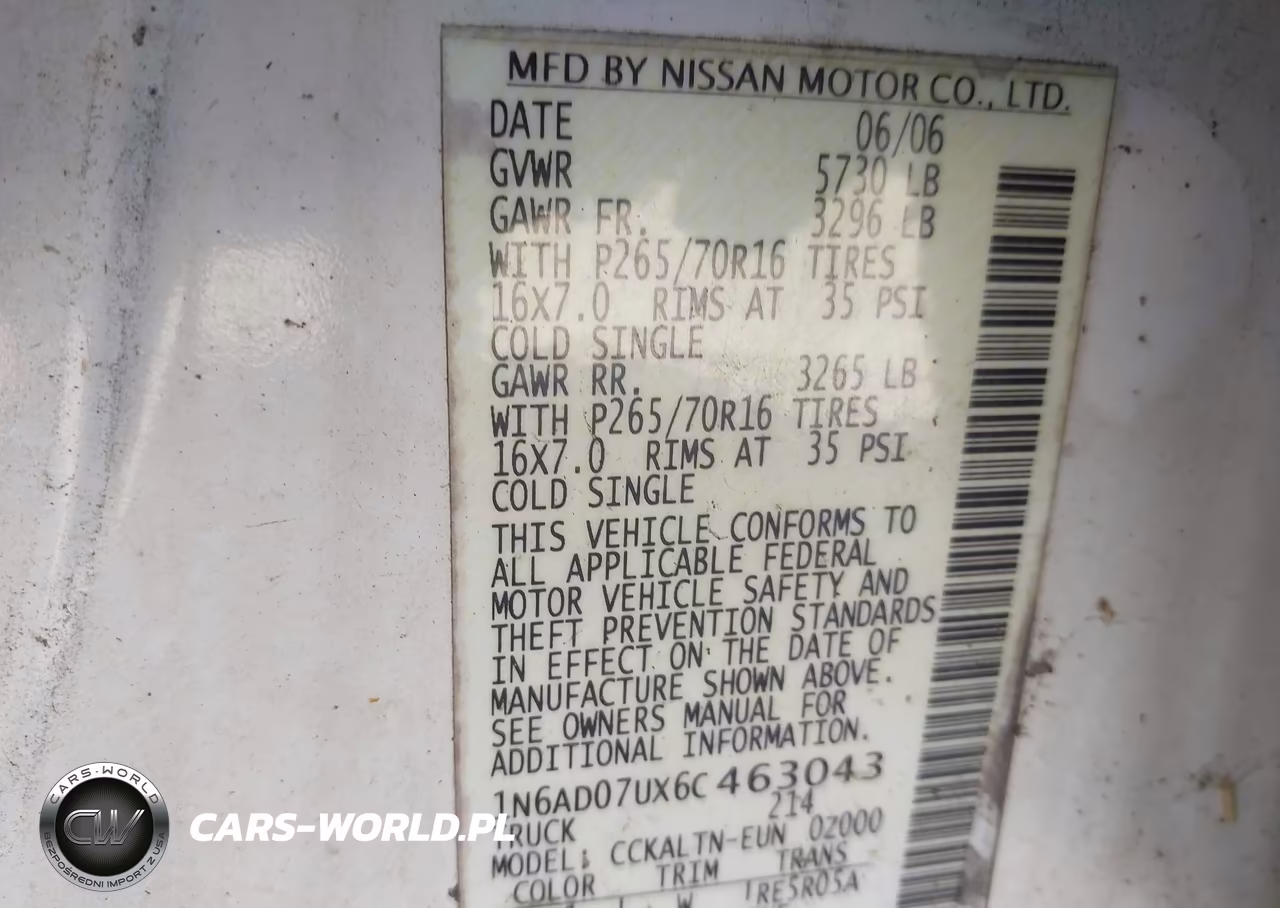 2006 Nissan Frontier Se VIN:1N6AD07UX6C463043 - 9