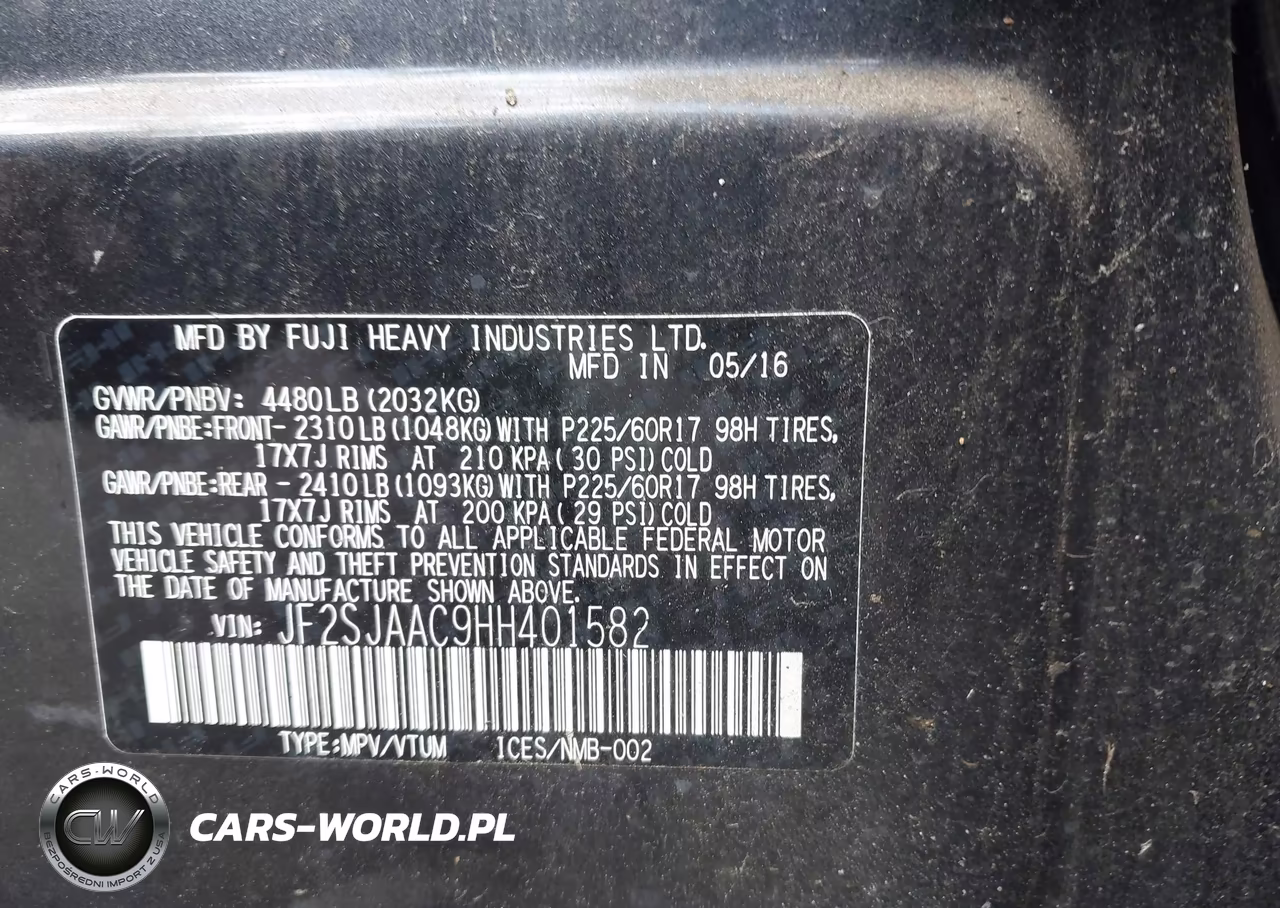 2017 Subaru Forester 2.5I VIN:JF2SJAAC9HH401582 - 9