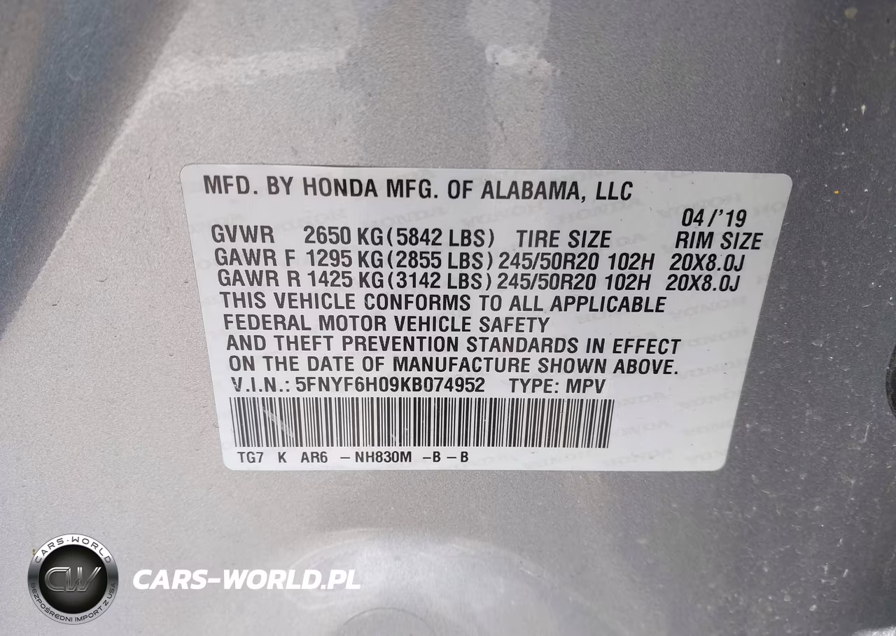 2019 Honda Pilot Elite VIN:5FNYF6H09KB074952 - 9