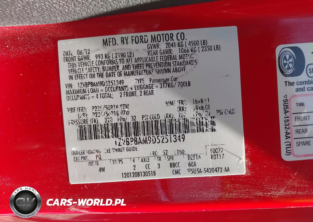 2013 Ford Mustang V6 Premium VIN:1ZVBP8AM9D5251349 - 7